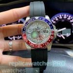 Copy Men's Watch-Rolex GMT-Master II White Dial Black Rubber Strap
